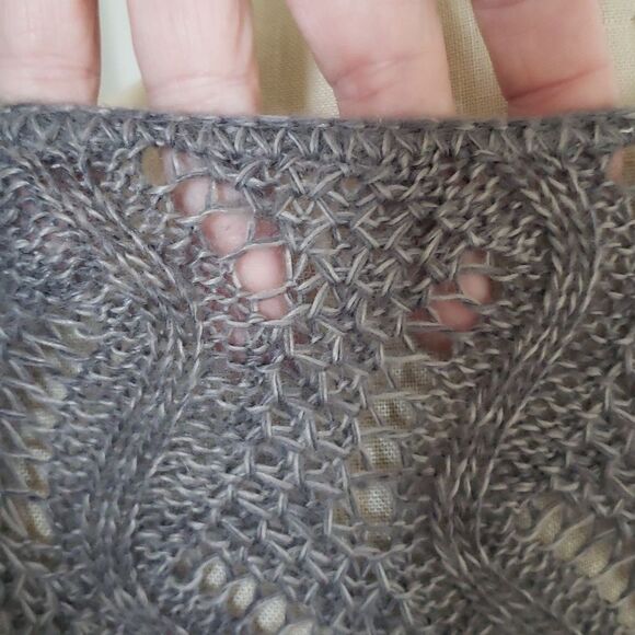 🔴 MOSSIMO Gray Crochet Open Knit Top Boxy Fit Dolman Short Sleeves - Picture 7 of 11